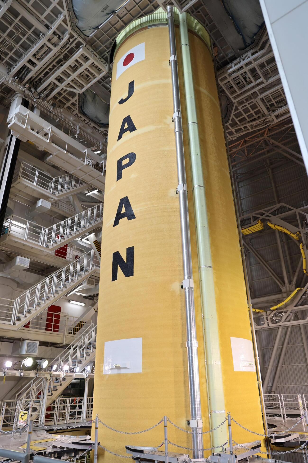 10日に打ち上げ予定のH3ロケット6号機＝5月、鹿児島県の種子島宇宙センター（JAXA提供）(共同)