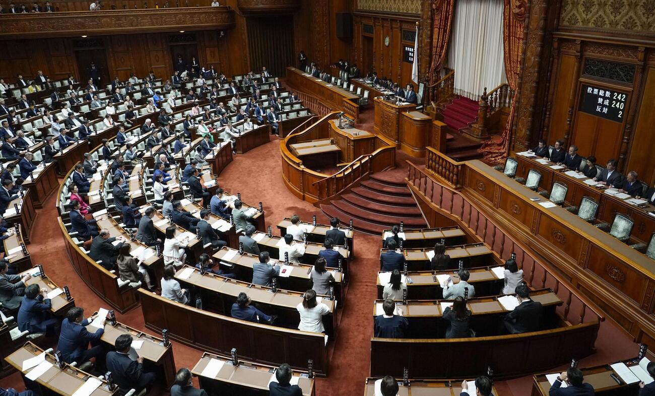 改正著作権法が可決、成立した参院本会議（共同）