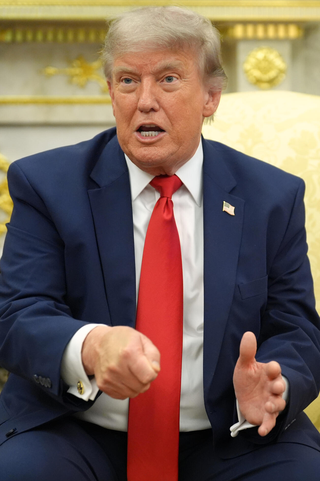 米ワシントンのホワイトハウスで話すトランプ大統領（AP＝共同）