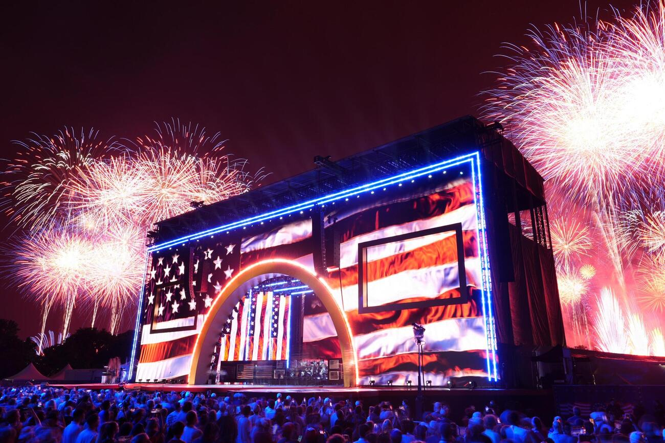 米ワシントンで開かれた建国250年を祝う行事で打ち上げられた花火＝4日（AP＝共同）