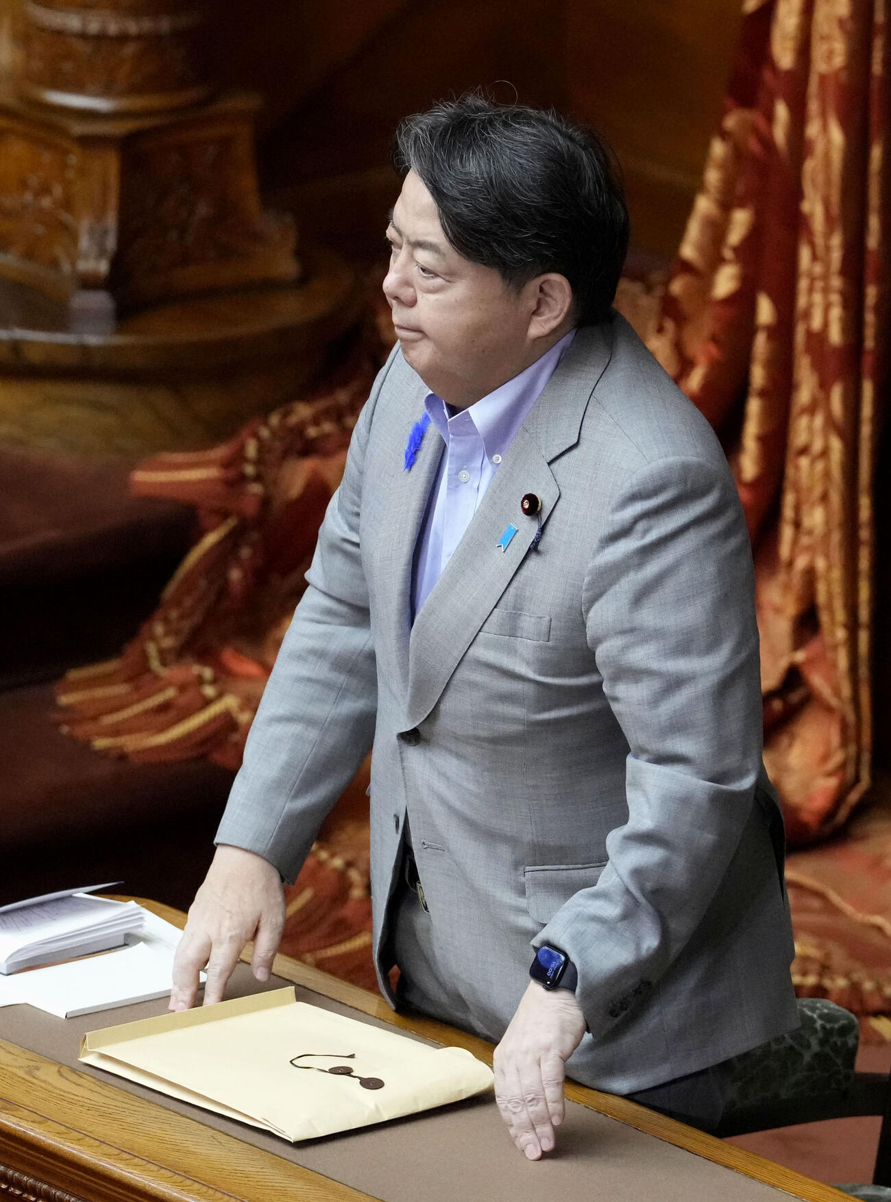 参院本会議で選挙運動に関するSNS対策の改正法が可決、成立され、起立する林総務相（共同）