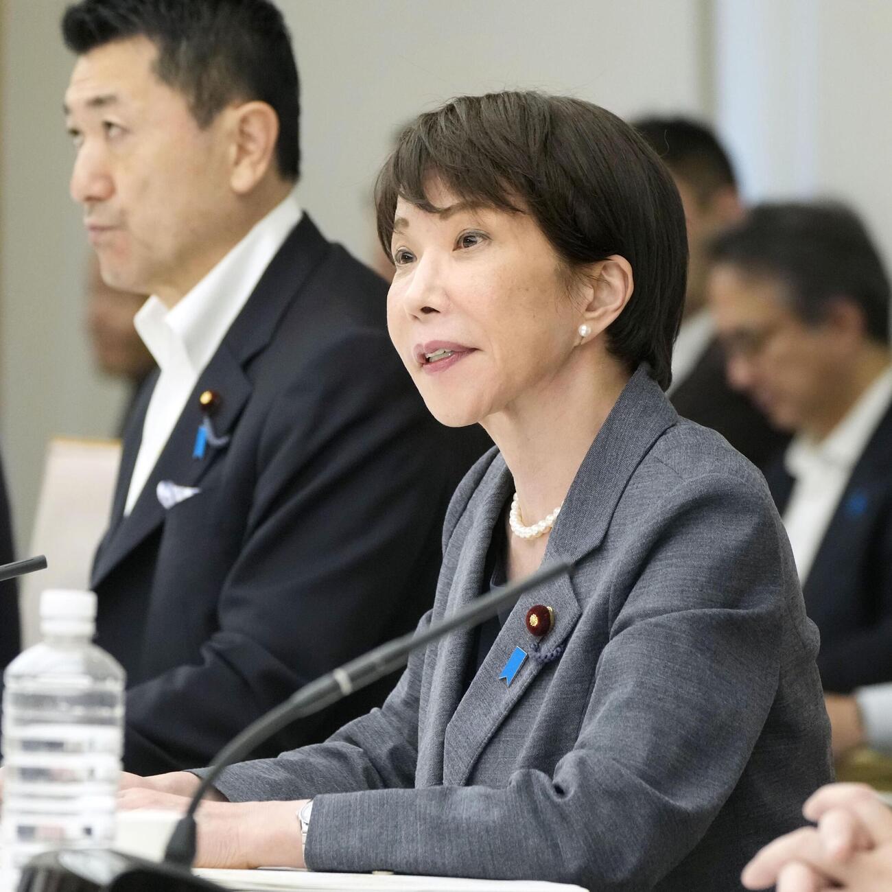 非常災害対策本部会議で発言する高市首相＝7日午後、首相官邸(共同)