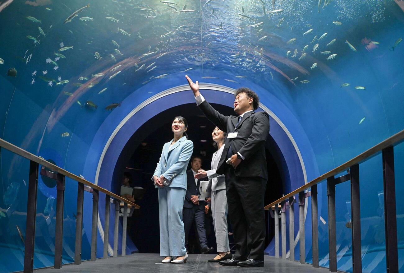 滋賀県立琵琶湖博物館を視察される愛子さま＝21日午前、滋賀県草津市（代表撮影）