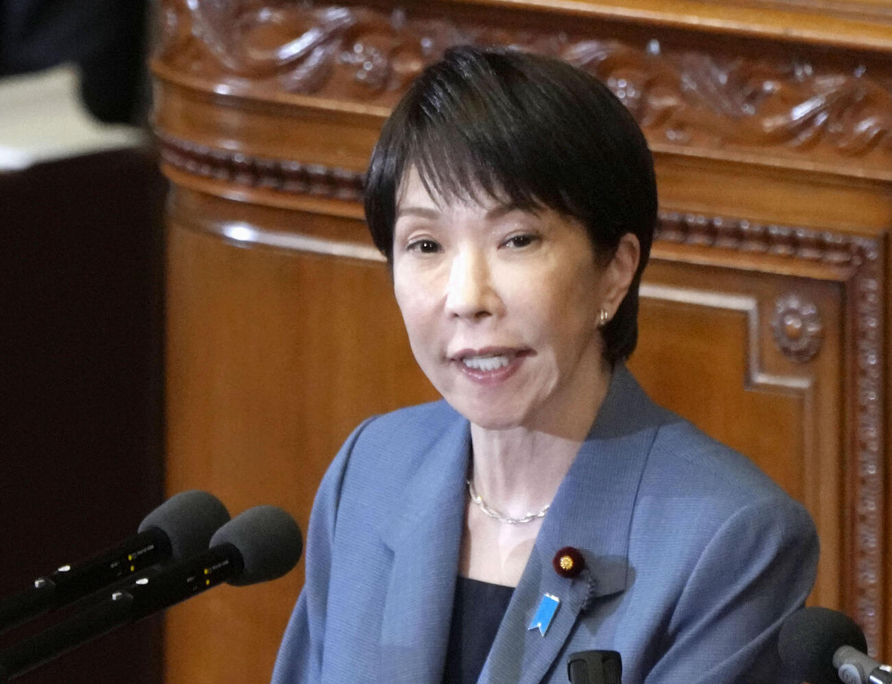 衆院本会議で日本維新の会の金村総務会長の代表質問に答弁する高市首相＝7日午後（共同）