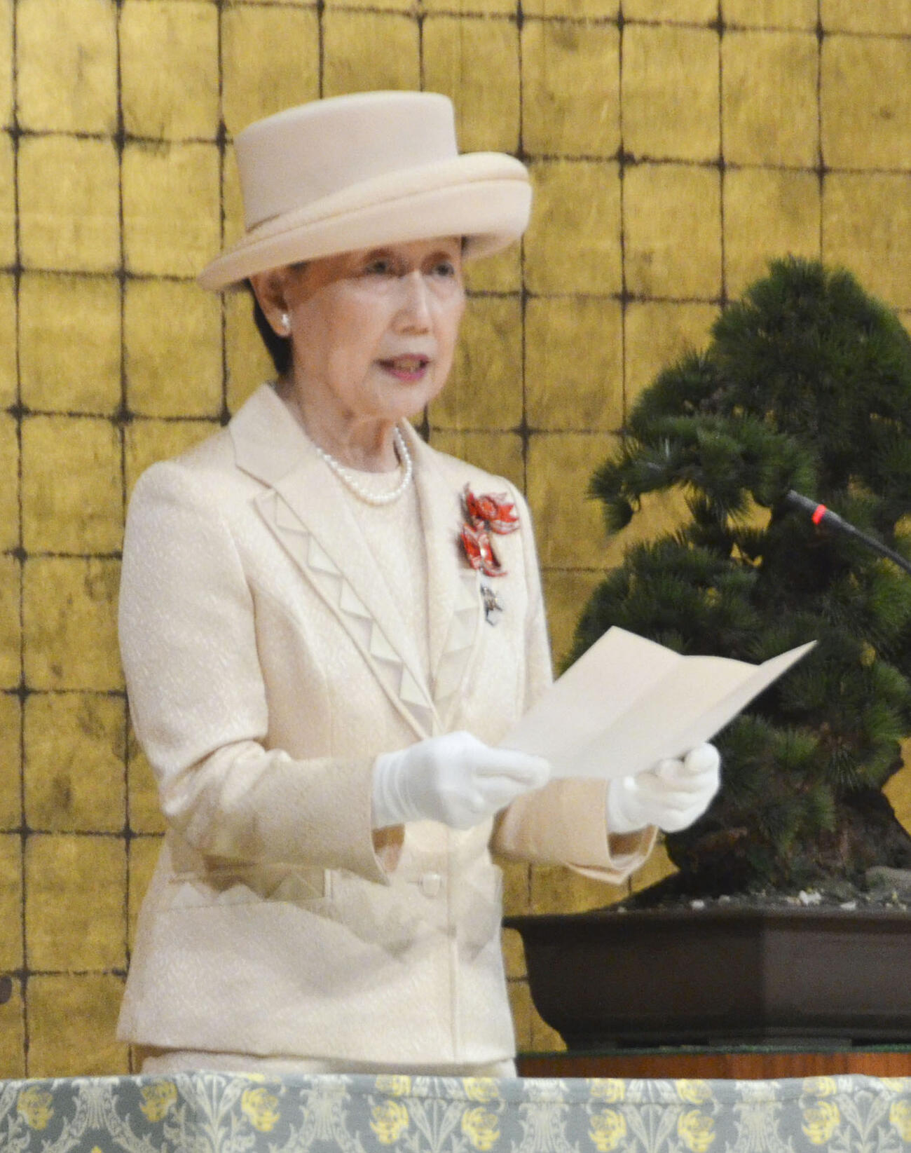 東京都赤十字大会であいさつされる常陸宮妃華子さま＝9日午後、東京都渋谷区(共同)