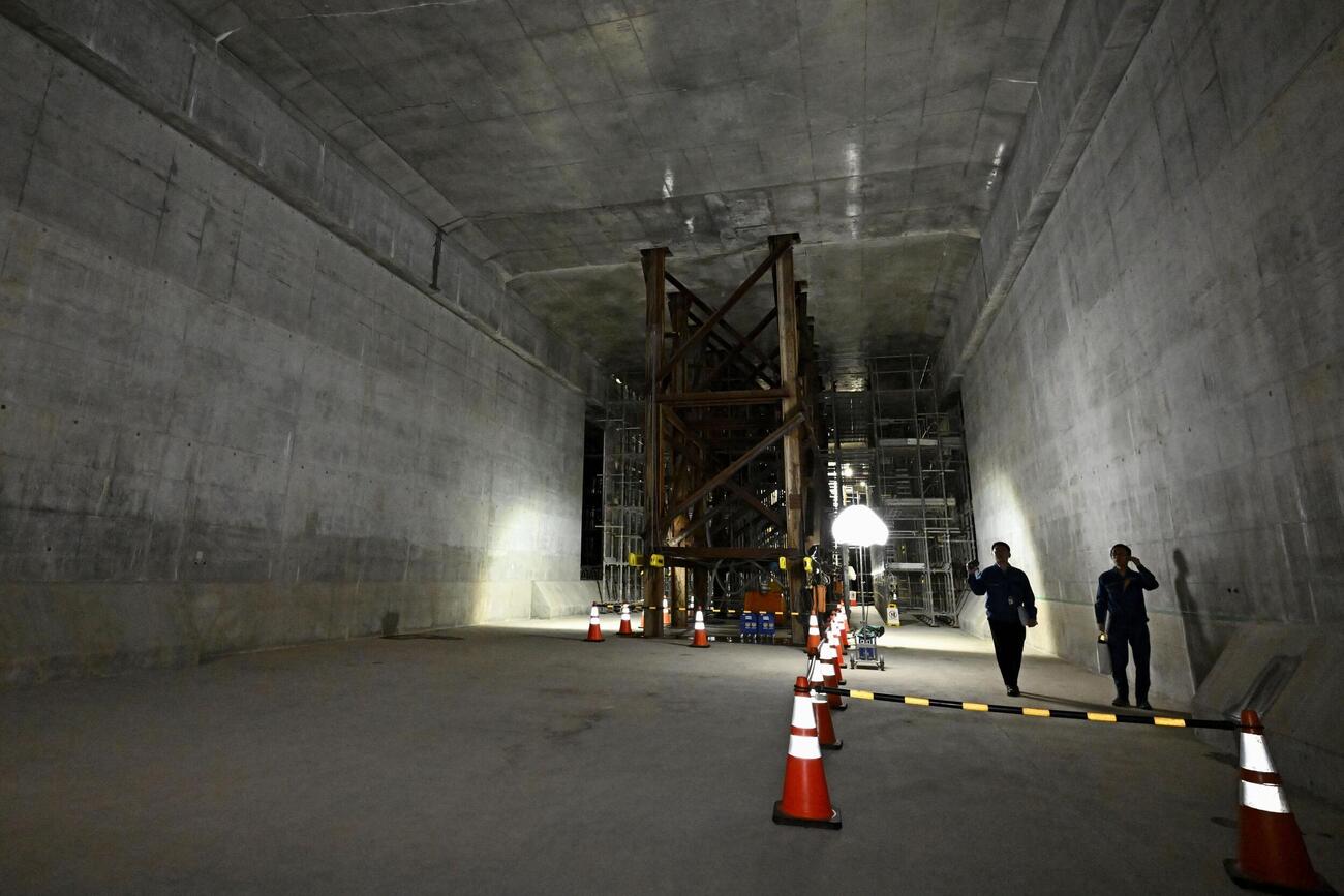 建設が進むリニア中央新幹線・神奈川県駅（仮称）の工事現場＝24日午前、相模原市（共同）
