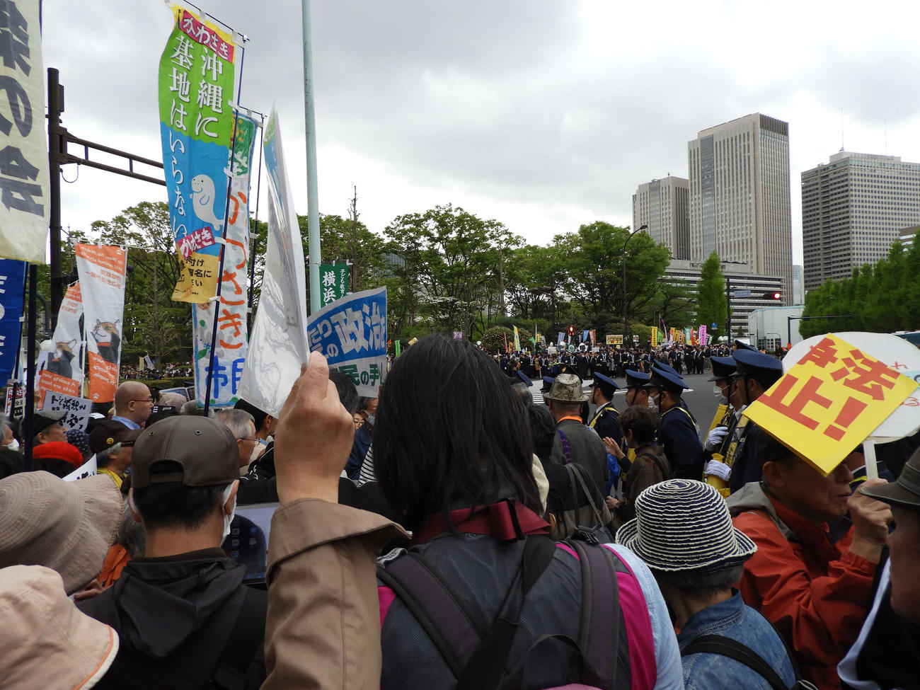 森友学園文書改ざん問題の真相解明を求めるため、国会前に集まった多くの市民（撮影・太田皐介）