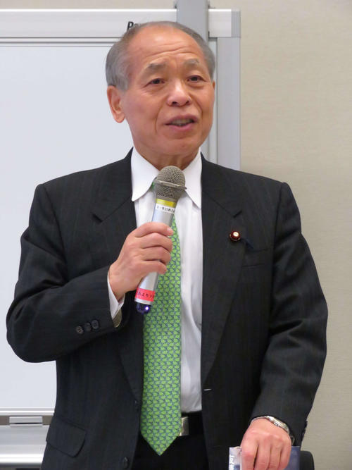 新党大地の定例会に出席した代表の鈴木宗男元衆院議員（撮影・近藤由美子）