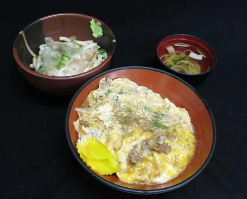 藤井聡太七段が注文した「他人丼＆冷たいうどん」（撮影・星名希実）
