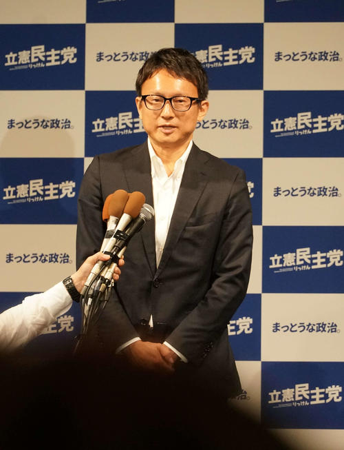 落選した立憲民主党の山岸一生氏（撮影・遠藤尚子）