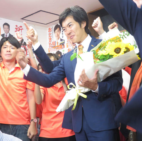 東京選挙区で初当選を果たした音喜多駿氏（19年7月21日撮影・小林千穂）