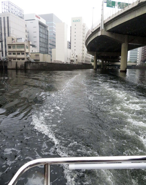 東京都が行う船を活用した朝通勤の社会実験では、一部首都高の下を通る（撮影・近藤由美子）