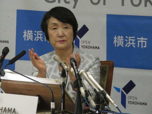 定例会見でIR誘致を正式に表明した林文子横浜市長