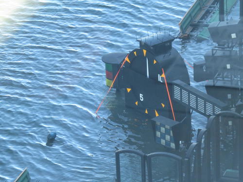 13日戸田ボートレース場　台風19号の影響で一部水に浸かった大時計（撮影・窪寺伸行）