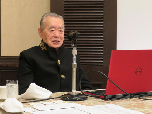 会見で米映画に主演したと発表したドクター中松氏（撮影・村上幸将）