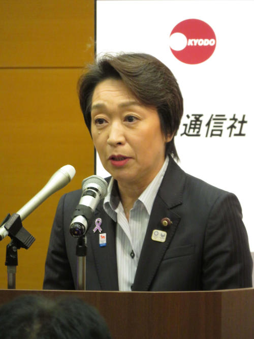 都内で講演を行った橋本五輪相（撮影・近藤由美子）