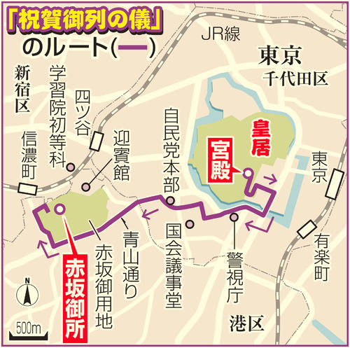 天皇即位祝賀パレードのルート