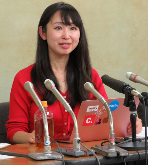 厚労省で会見を開いた石川優実氏（撮影・村上幸将）