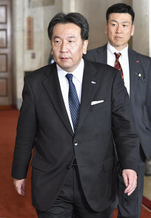 野党党首会談に臨む立憲民主党の枝野代表（共同）