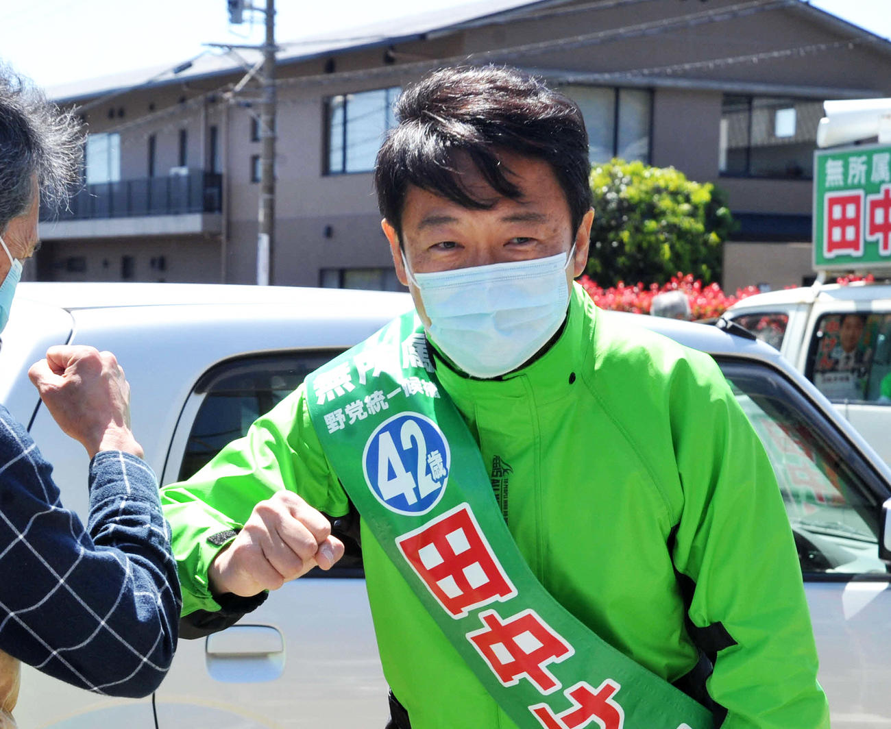 静岡4区補選に無所属で出馬した田中健氏（2020年4月18日撮影）