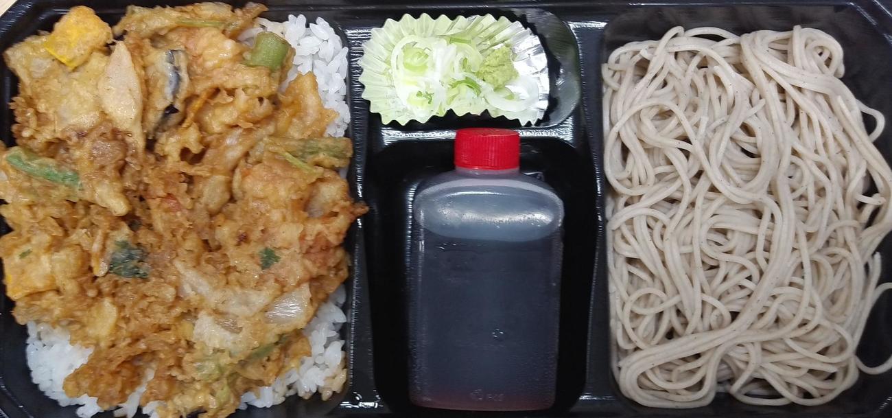 築地長生庵のかき揚げ天丼弁当