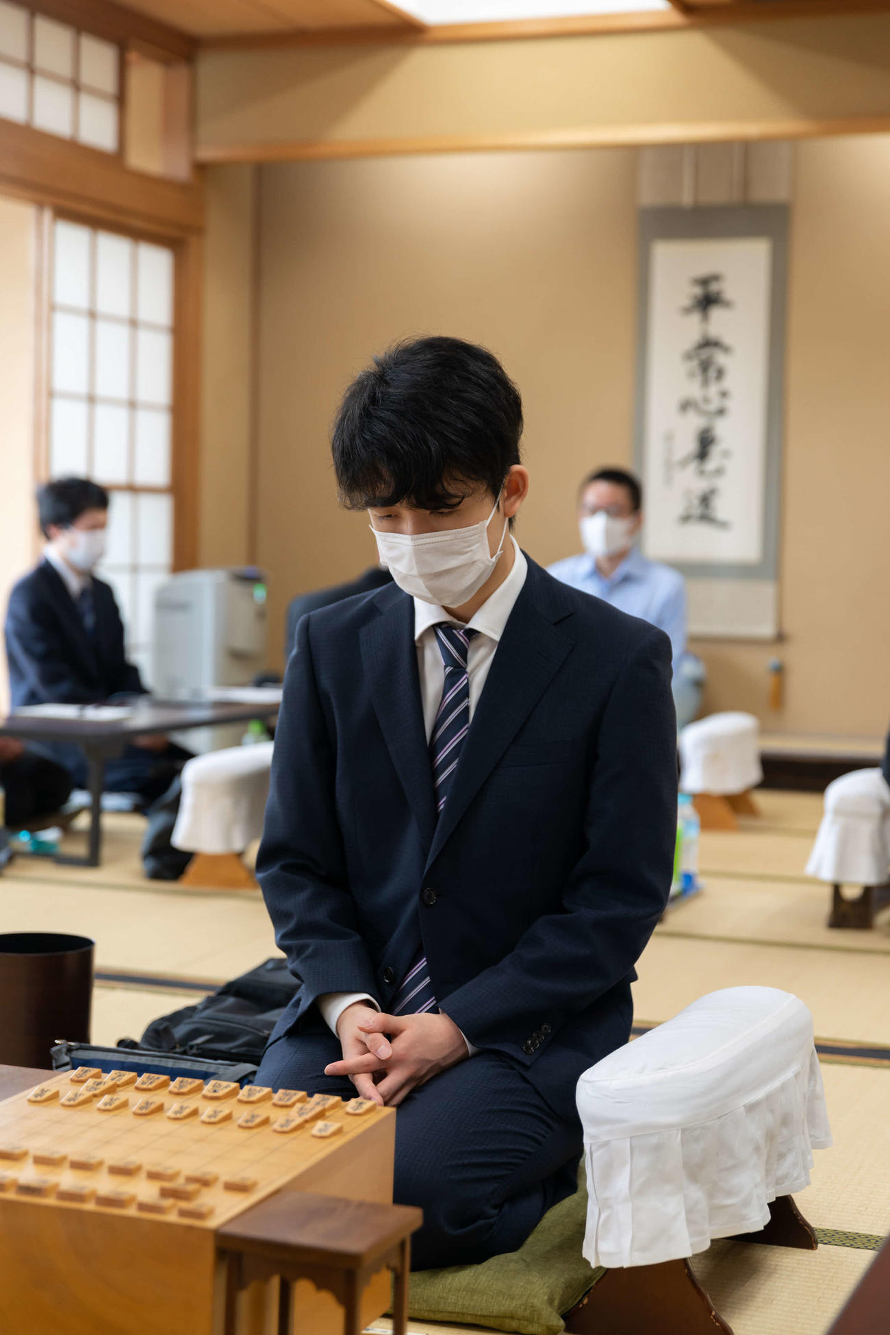 棋聖戦決勝トーナメント準決勝に臨んだ藤井聡太七段（代表撮影:日本将棋連盟）