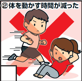 ＜2＞体を動かす時間が減った