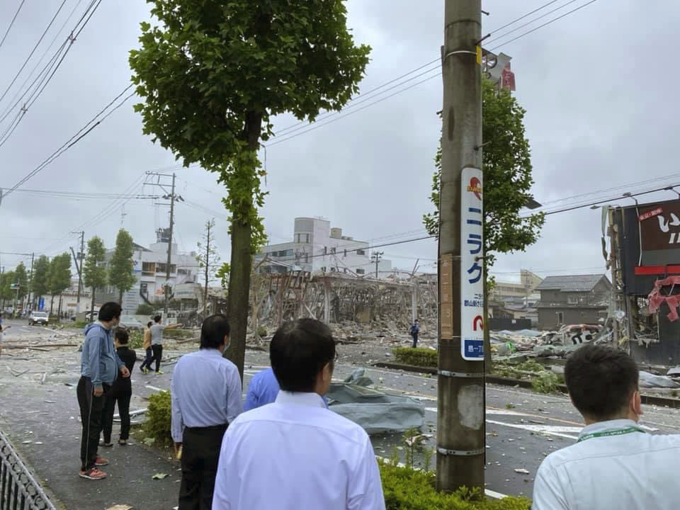 福島県郡山市で爆発があった現場＝30日午前（住民提供、共同）