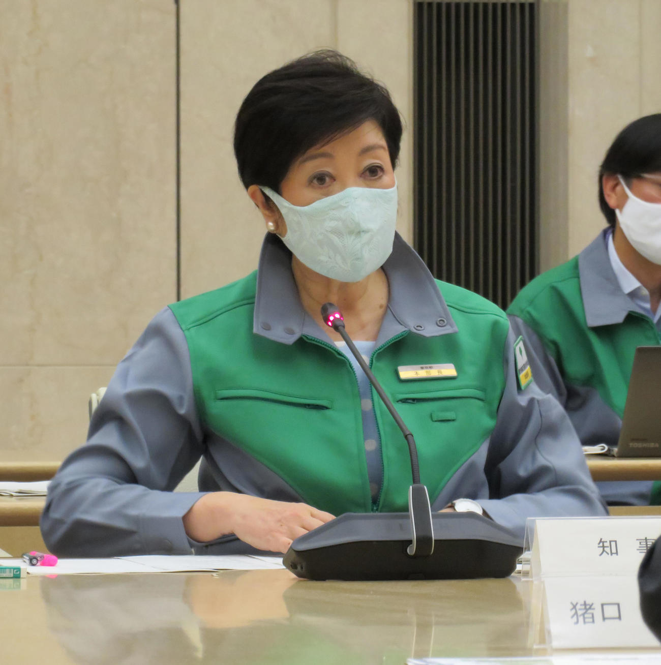 モニタリング会議で発言する小池百合子都知事（撮影・佐藤勝亮）