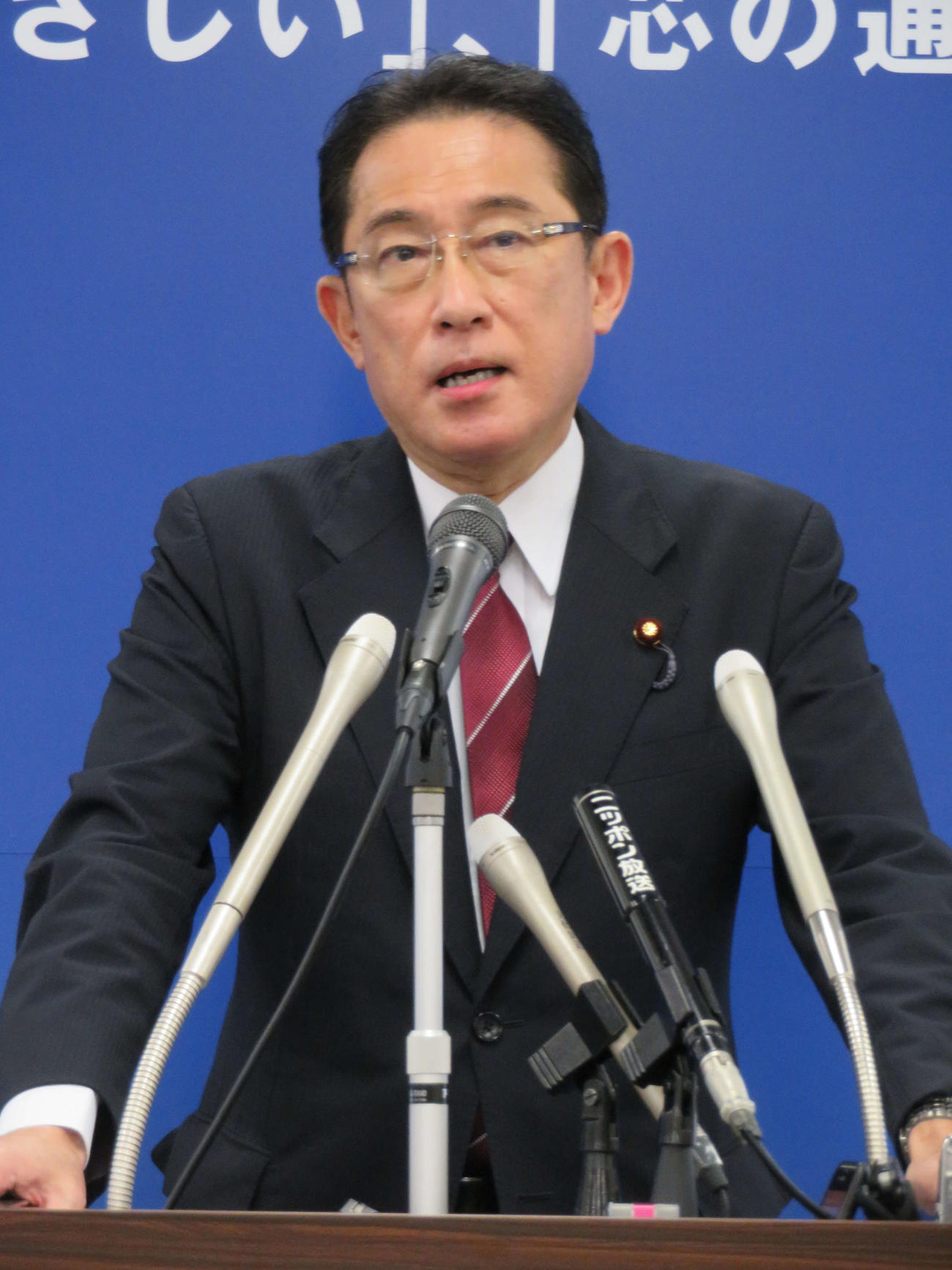 自民党総裁選に出馬表明後、政策発表会見を行った岸田文雄政調会長（撮影・近藤由美子）