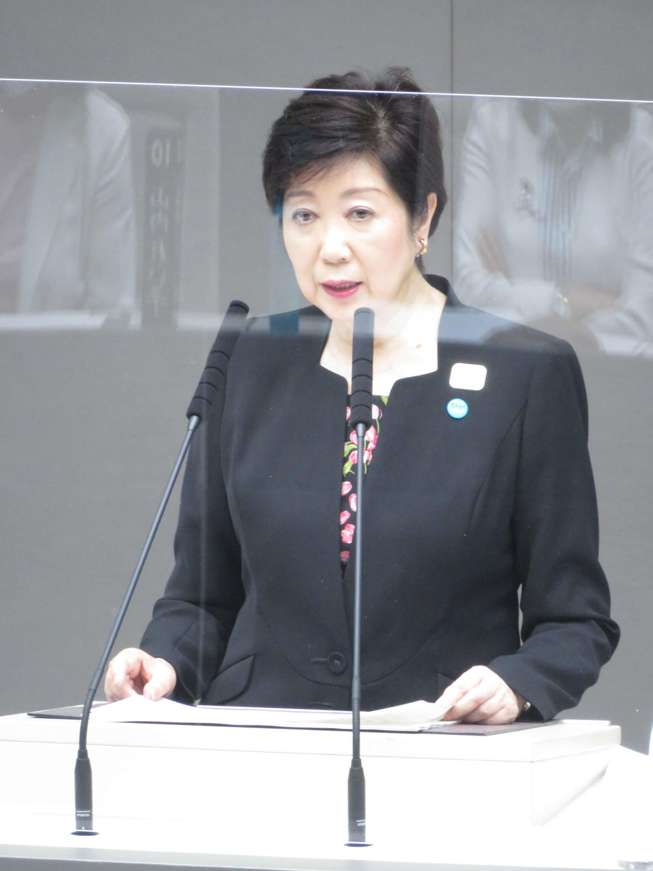 知事2期目を迎え、所信表明を行った東京都の小池百合子知事（撮影・近藤由美子）