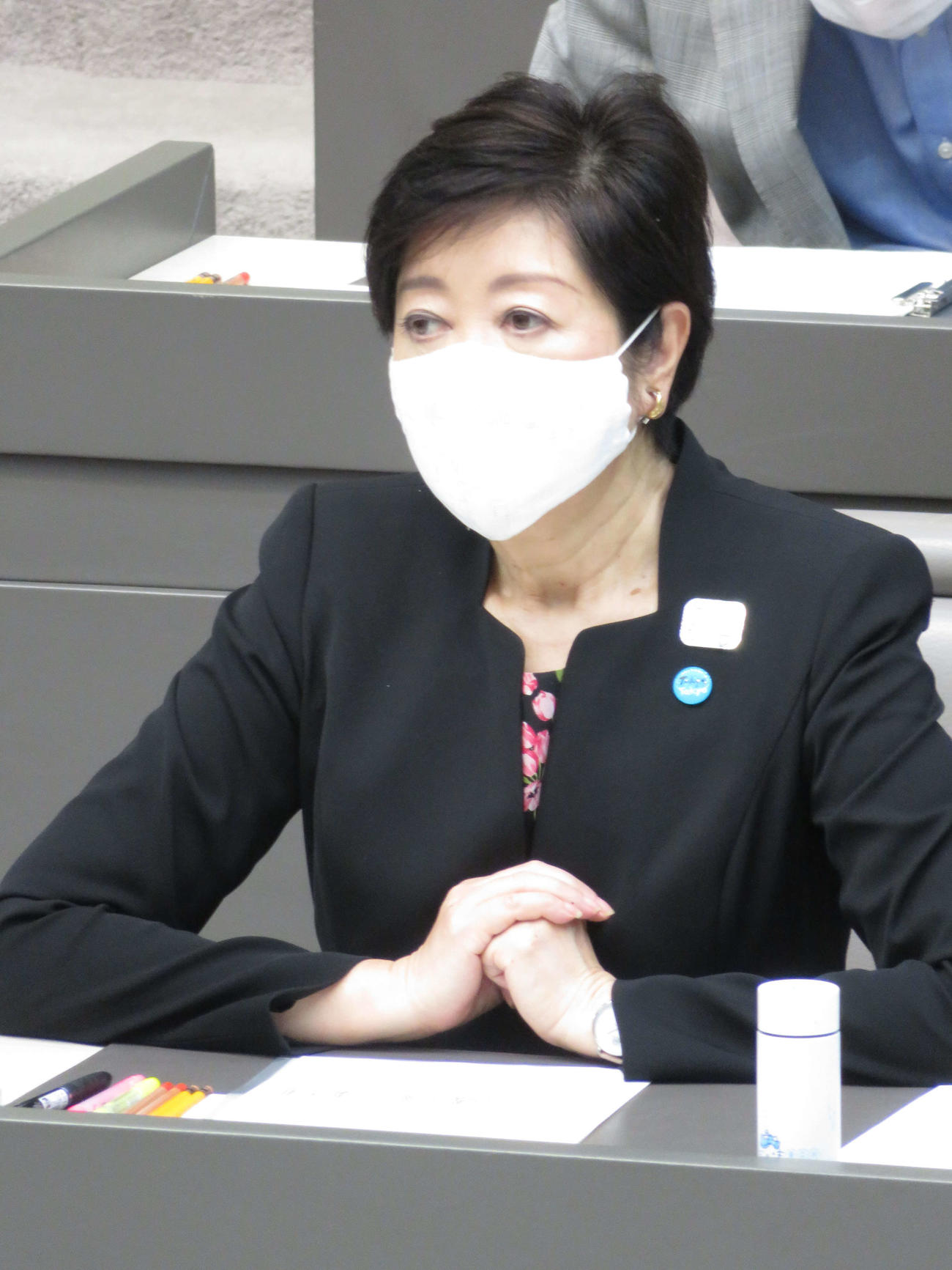 都議会に出席し、知事2期目を迎えての所信表明を行った東京都の小池百合子知事（撮影・近藤由美子）