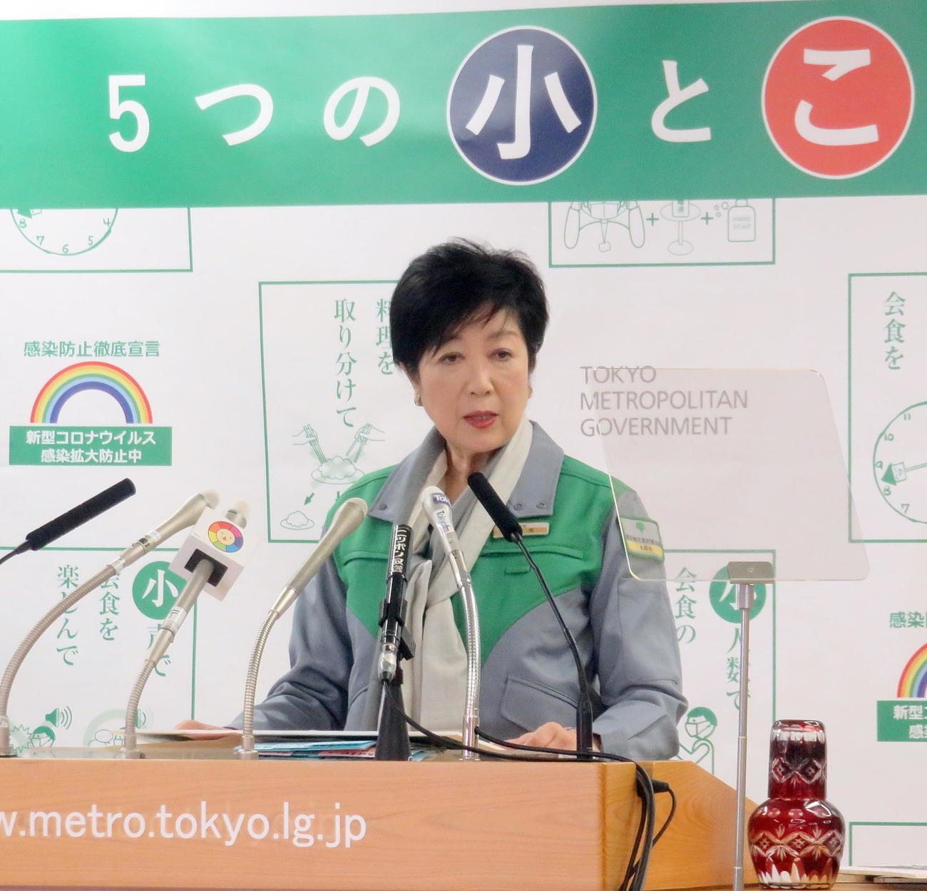 定例会見を行う小池都知事（撮影・鎌田直秀）