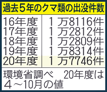 過去5年のクマ類の出没件数