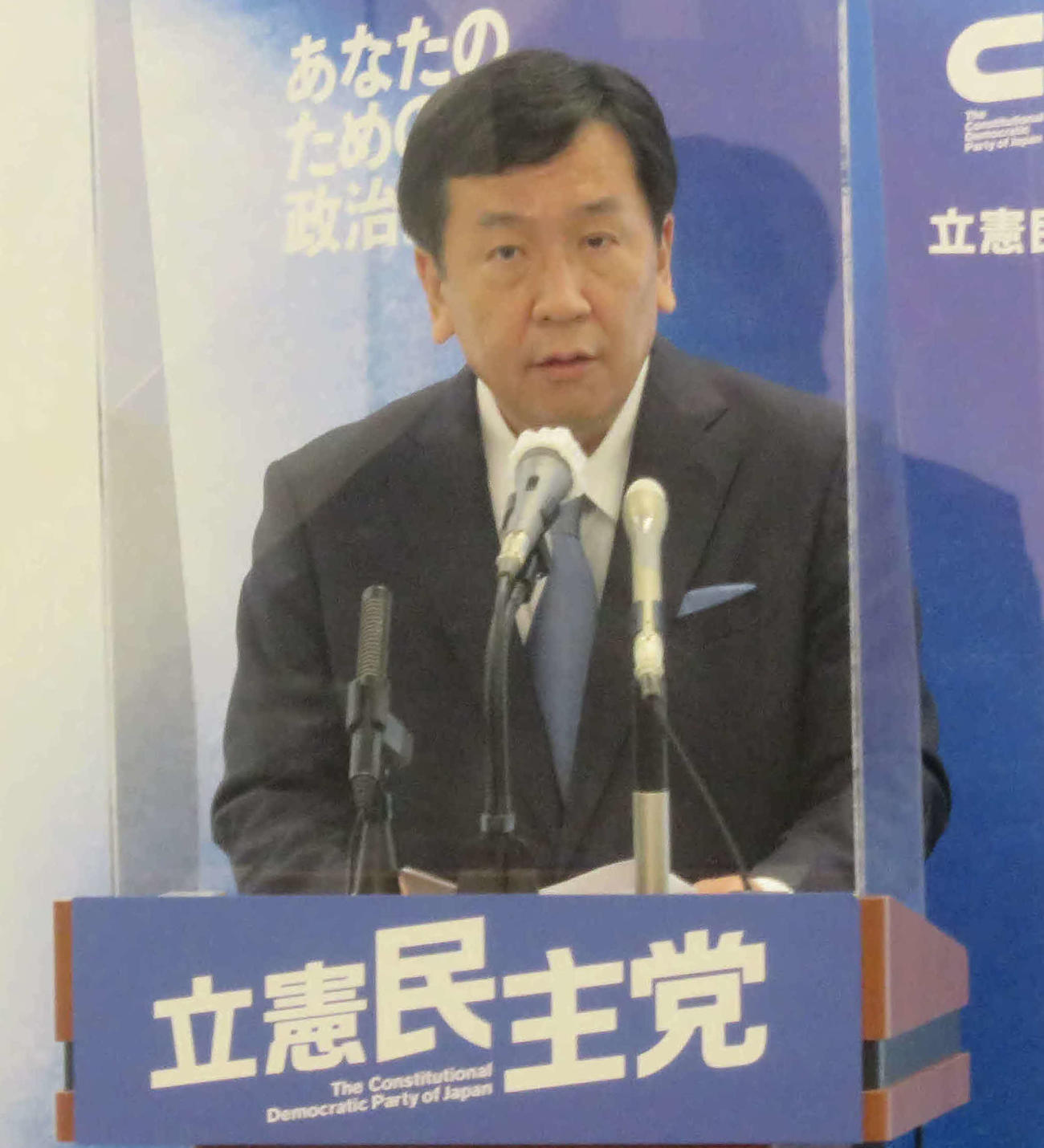 立憲民主党の枝野幸男代表（2021年4月28日撮影）