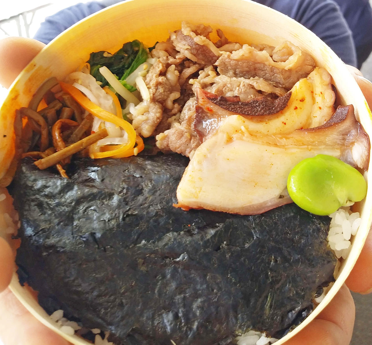 横須賀中央駅　焼き肉店「炭火焼タイガー」の「焼肉屋さんののりだんだん」（撮影・寺沢卓）
