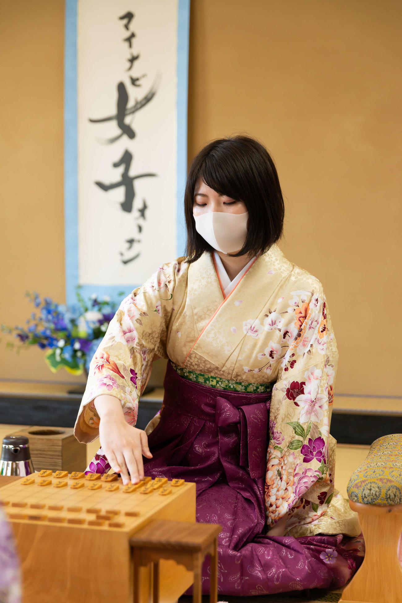 第14期マイナビ女子オープン5番勝負第5局で4連覇を目指す西山朋佳女王（日本将棋連盟提供）