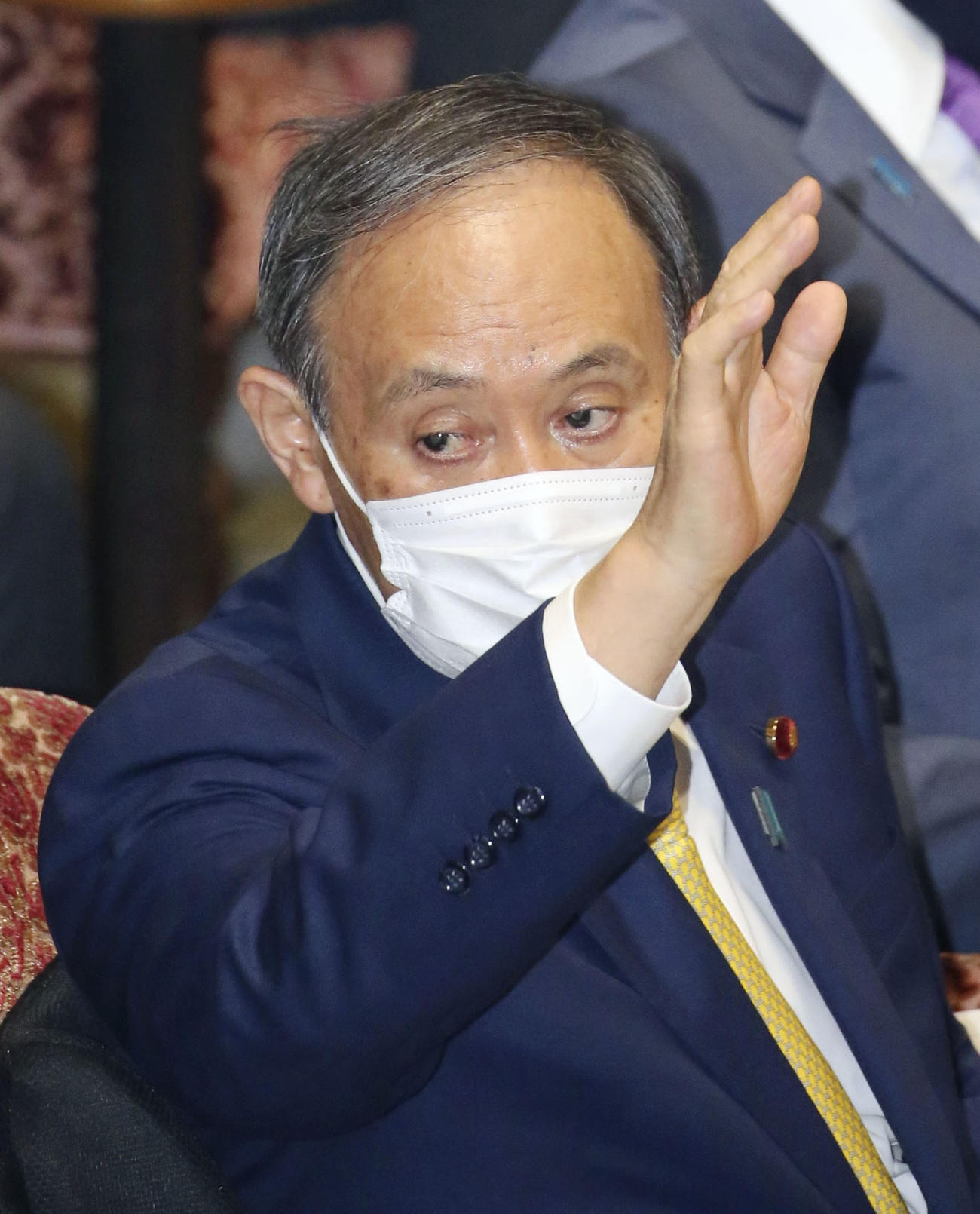 参院決算委で答弁のため挙手する菅首相