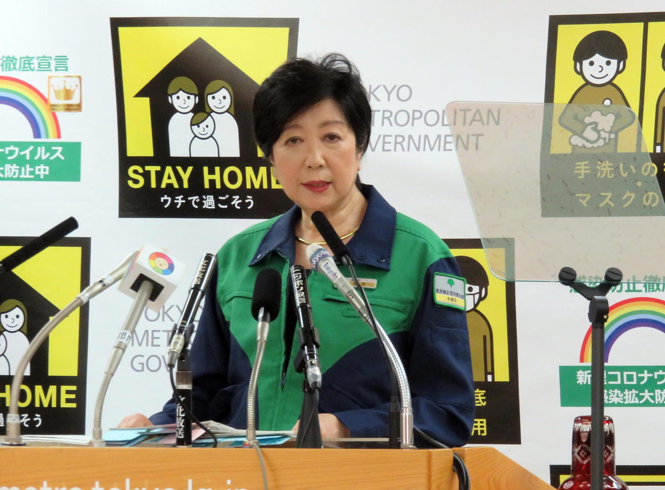 定例会見を行う小池都知事（撮影・鎌田直秀）