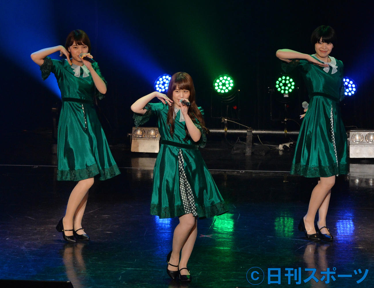 Negicco。左からKaede、Nao☆、Megu（2018年8月撮影）