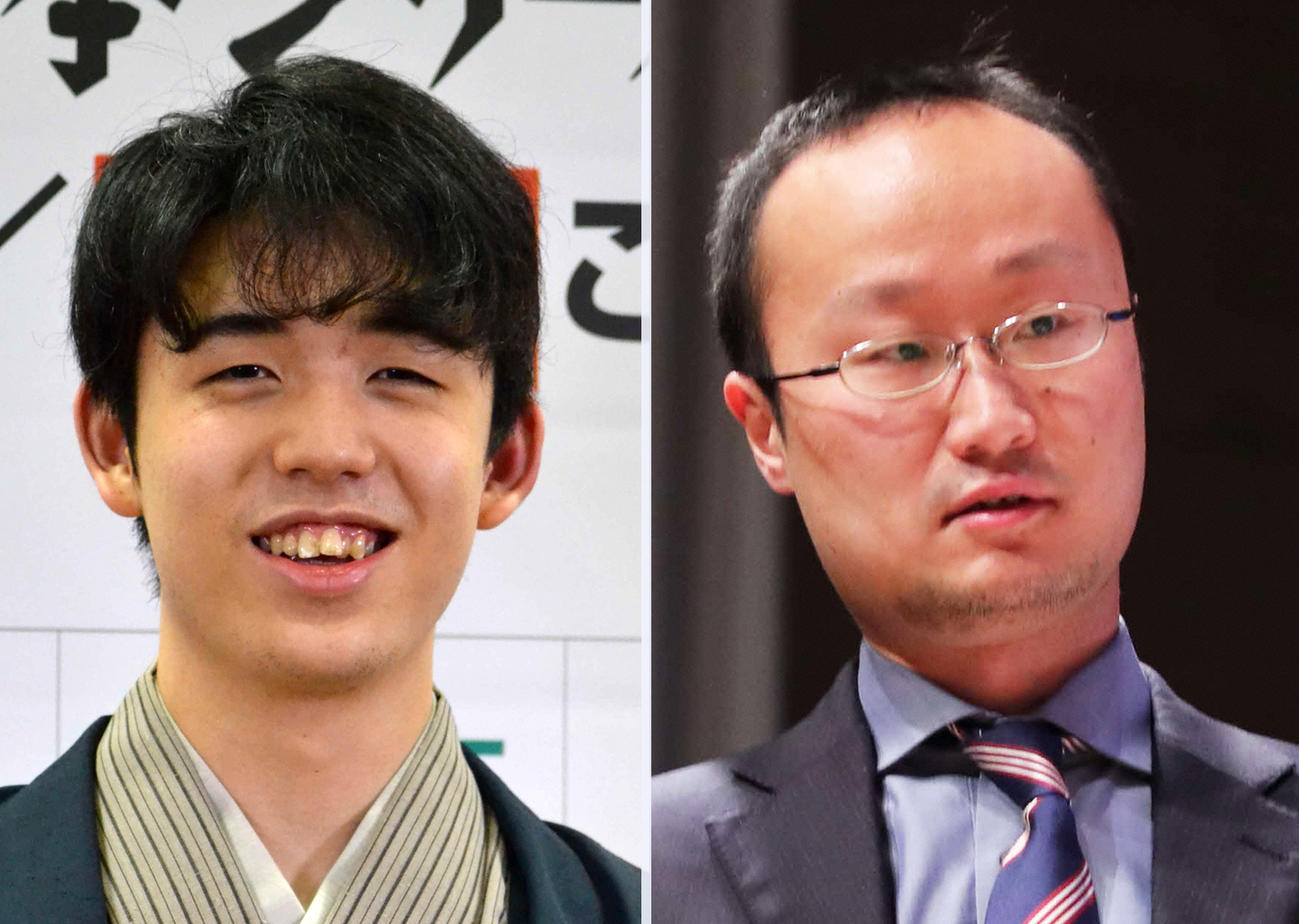 藤井聡太2冠（左）と渡辺明名人