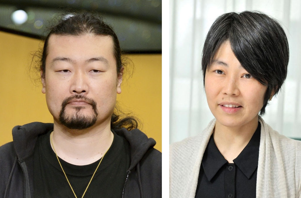 佐藤究さん（左）、沢田瞳子さん（共同）