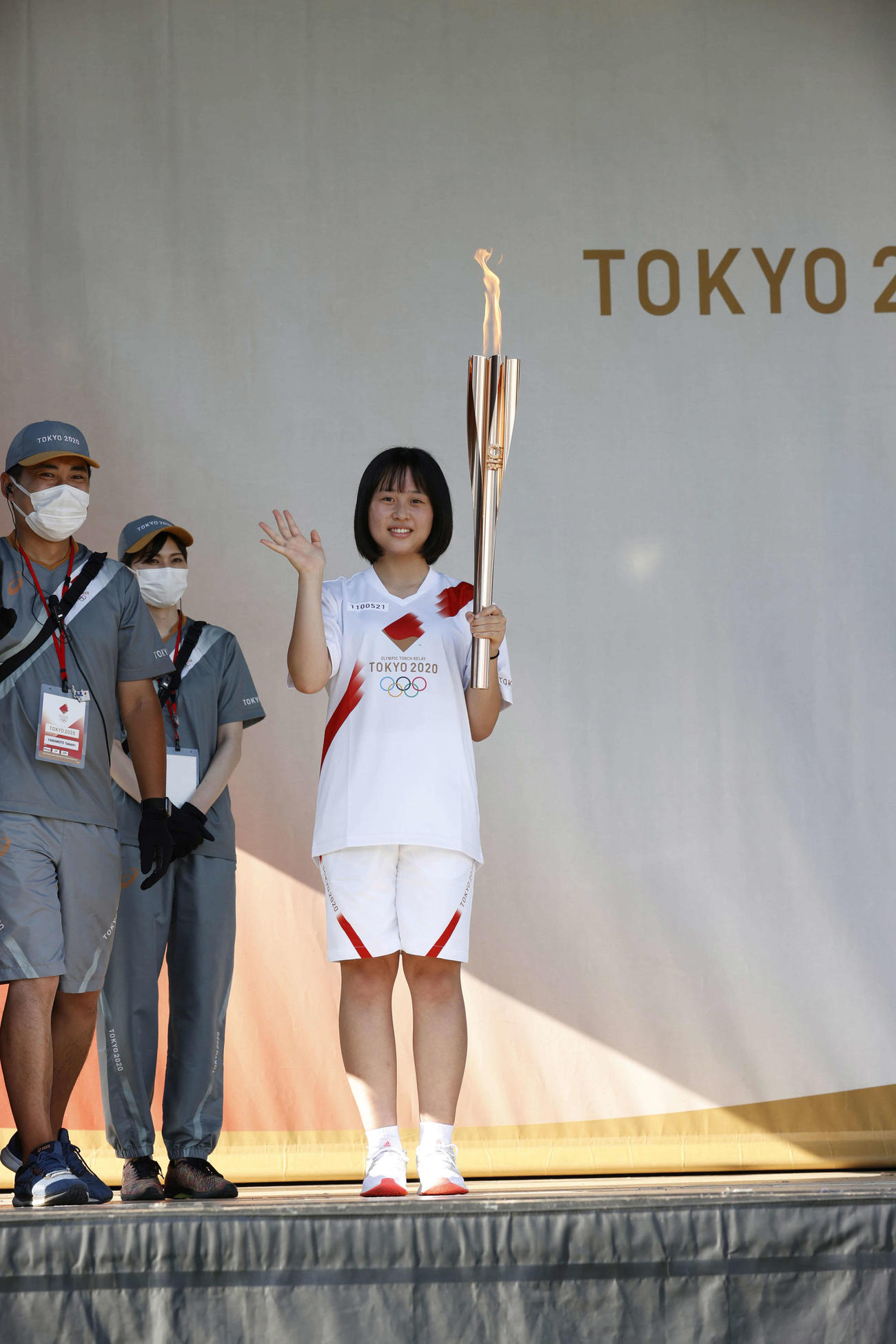 トーチキスに参加した福光花蓮さん（代表撮影）
