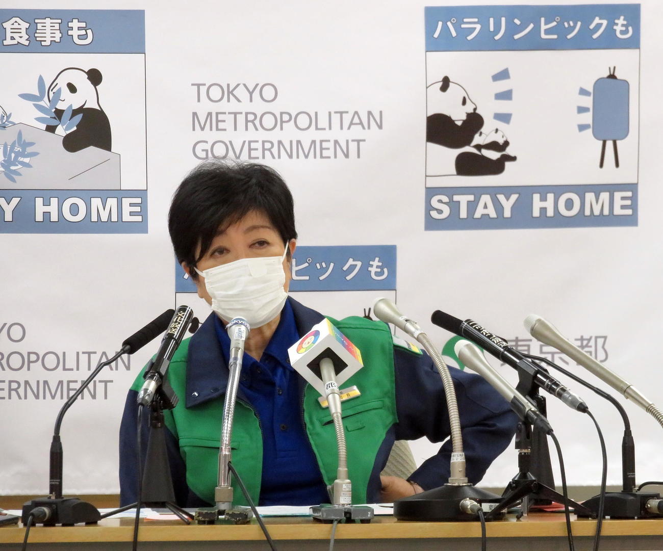 定例会見を行う小池都知事（撮影・鎌田直秀）