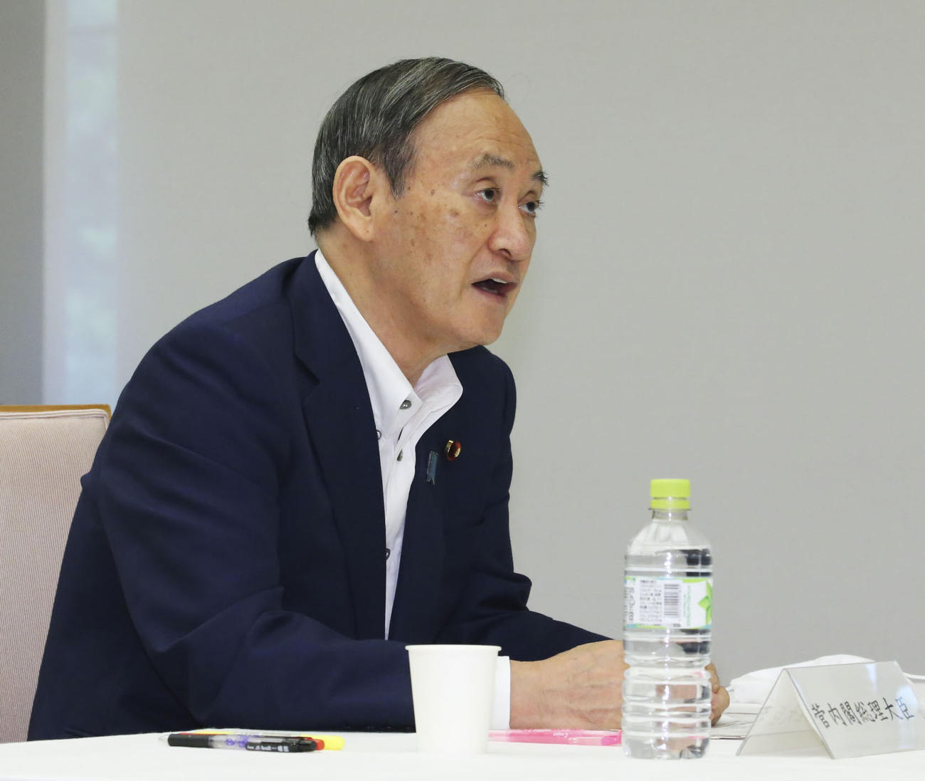 規制改革推進会議であいさつする菅首相（共同）