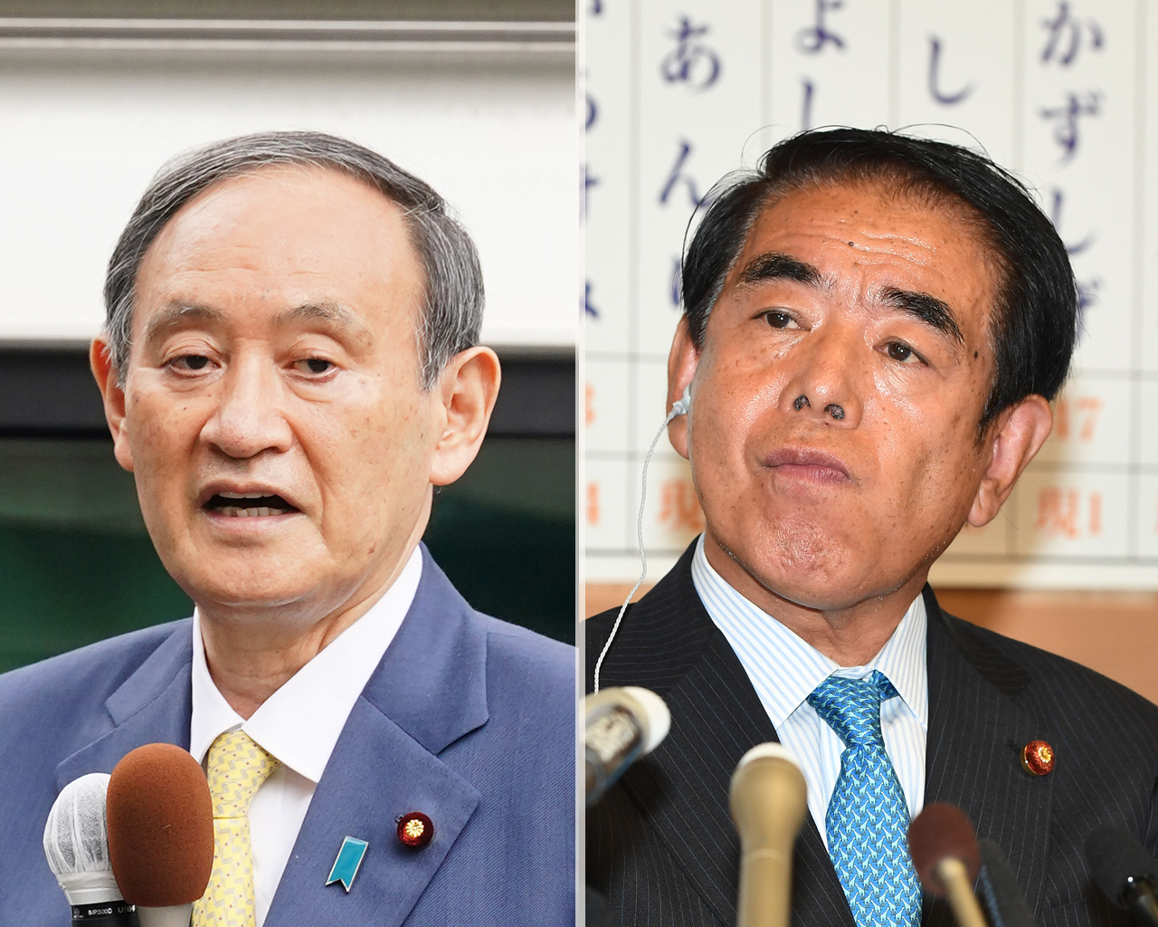 菅首相（左）と自民党の下村政調会長