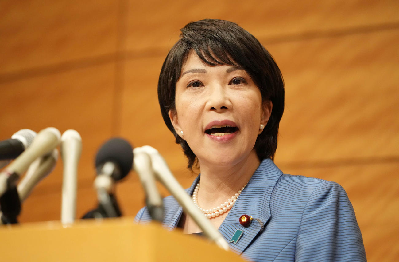 自民党総裁選への出馬を表明する高市早苗前総務相（撮影・鈴木みどり）