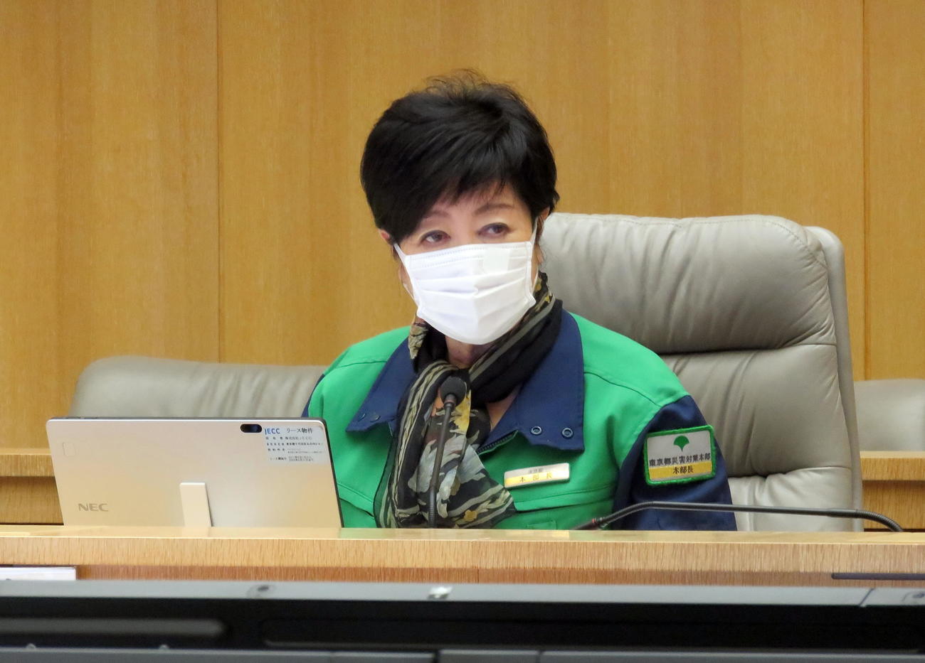 東京都新型コロナウイルス感染症モニタリング会議に出席する小池百合子知事（撮影・鎌田直秀）