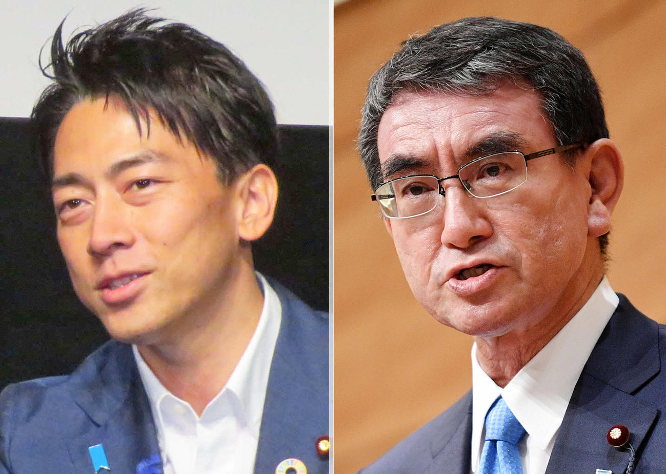 小泉進次郎氏（左）と河野太郎氏