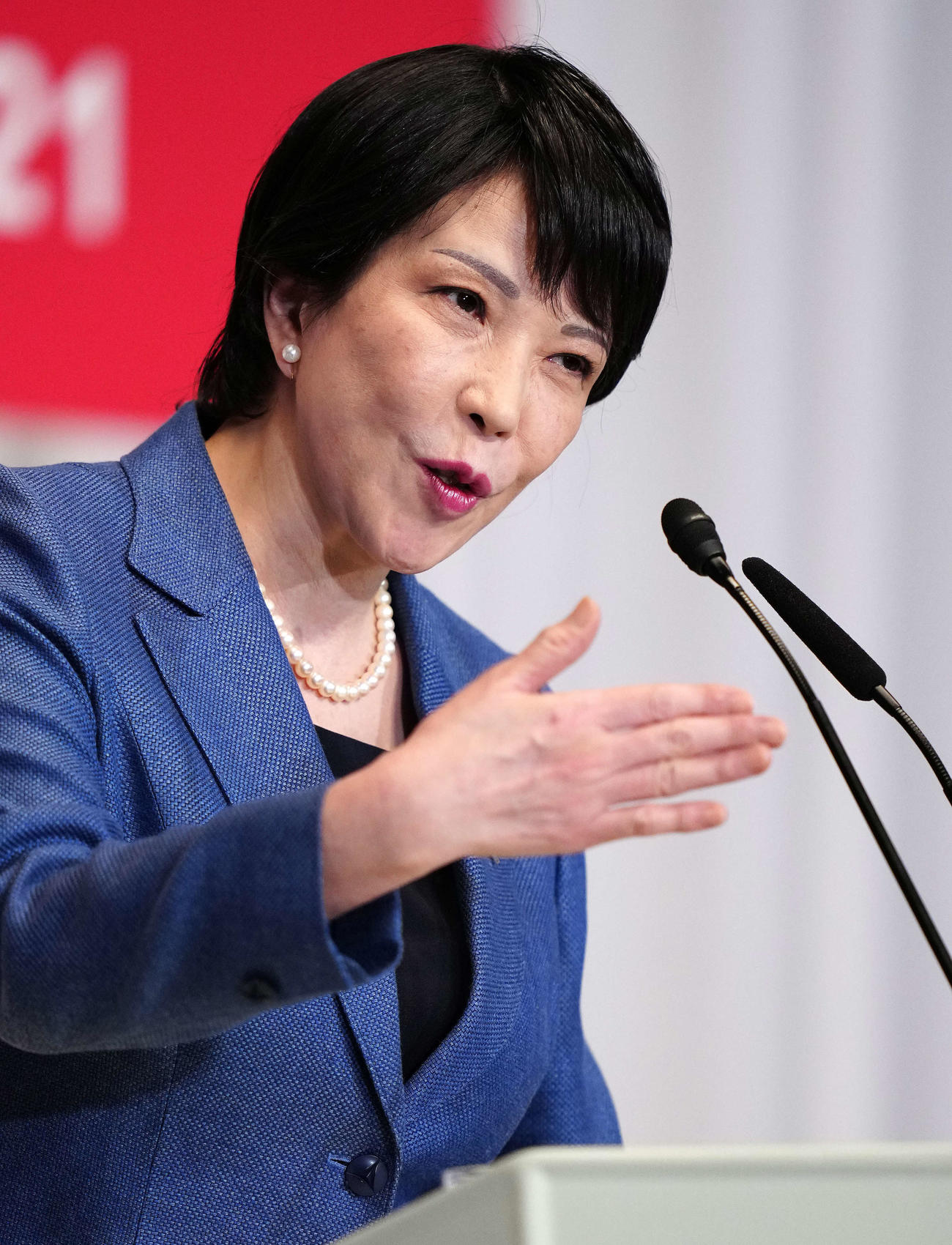 自民党総裁選に出馬し所見発表演説会に臨む高市早苗前総務相（撮影・江口和貴）